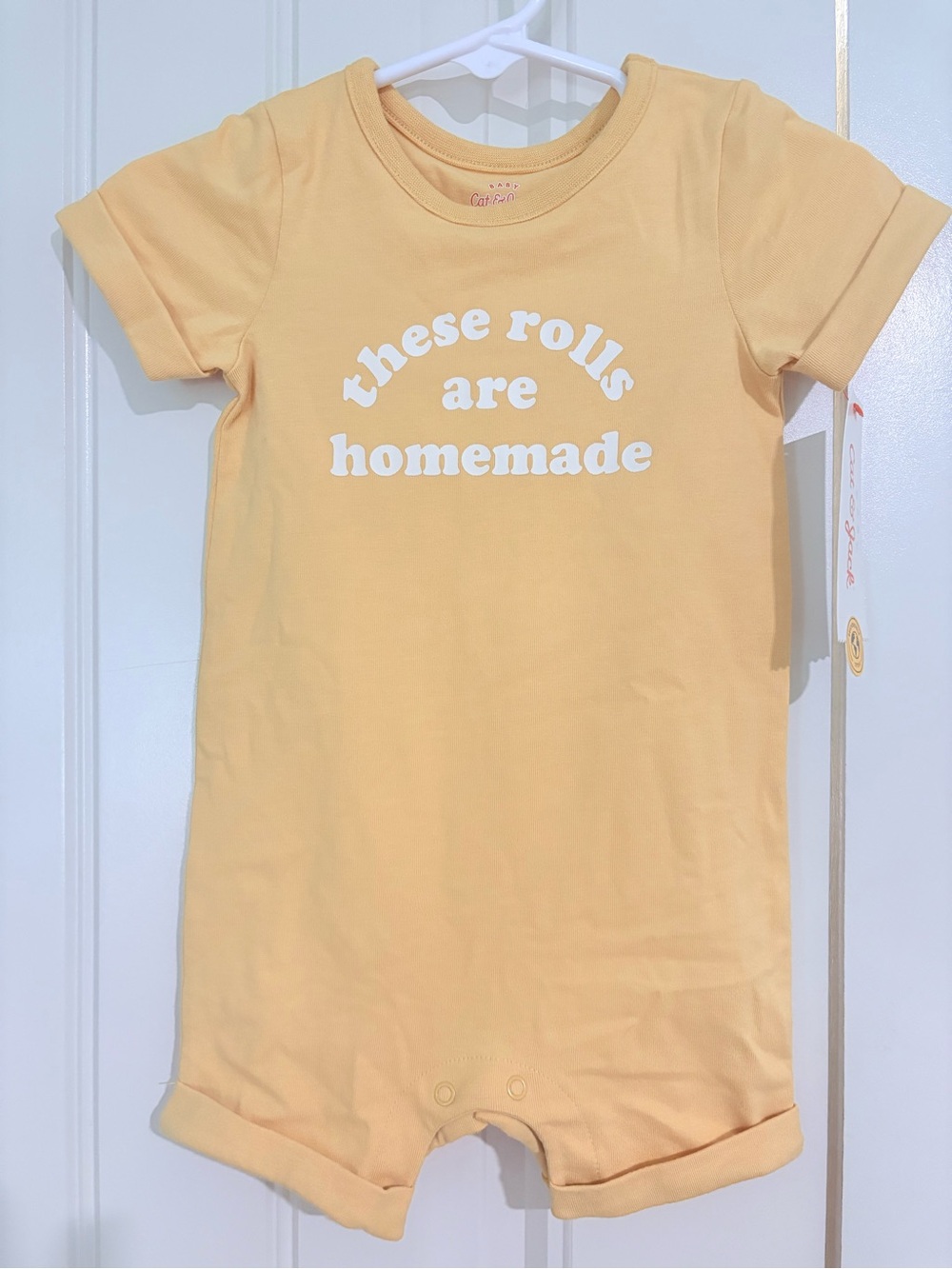 Babies 'These Rolls Are Homemade' Yellow Romper